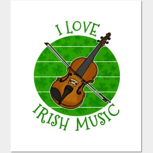 St Patrick's Day Fiddle Violinist, I Love Irish Music Posters and Art